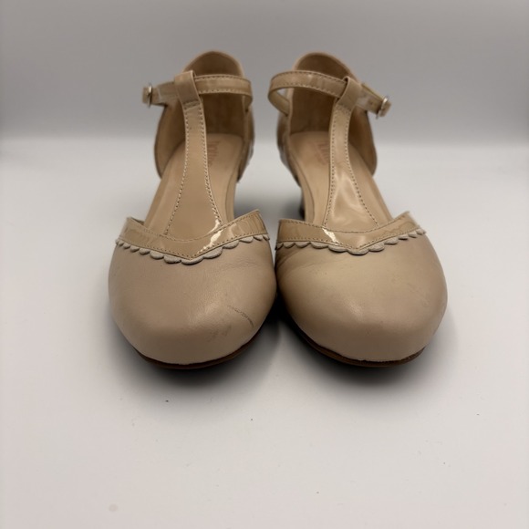 Hotter Comfort Concept Nude Leather T-Strap Kitten Heel VIVIENE Pumps Size 8.5 - Picture 4 of 7